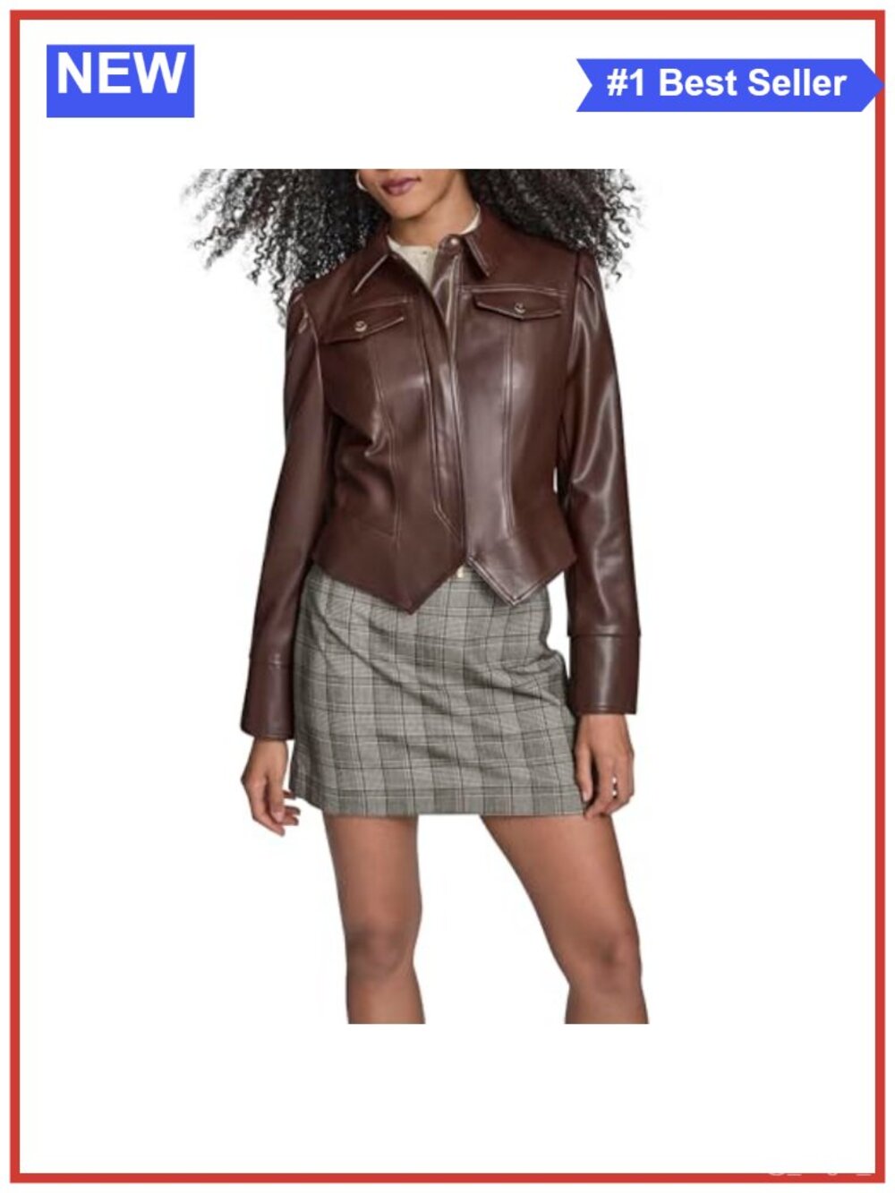 Faux Leather PU Moto Jacket Long Sleeve Zip Moto Jacket